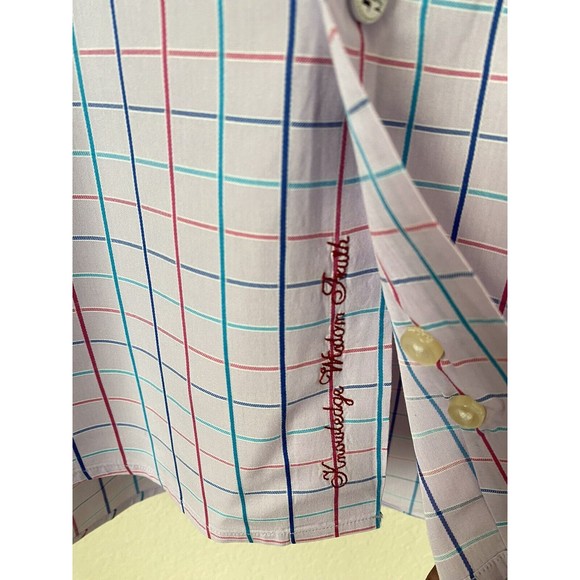 Robert Graham Men's Size 44/17.5 Purple Checkered Button Down 100% Cotton Shirt - Picture 4 of 7